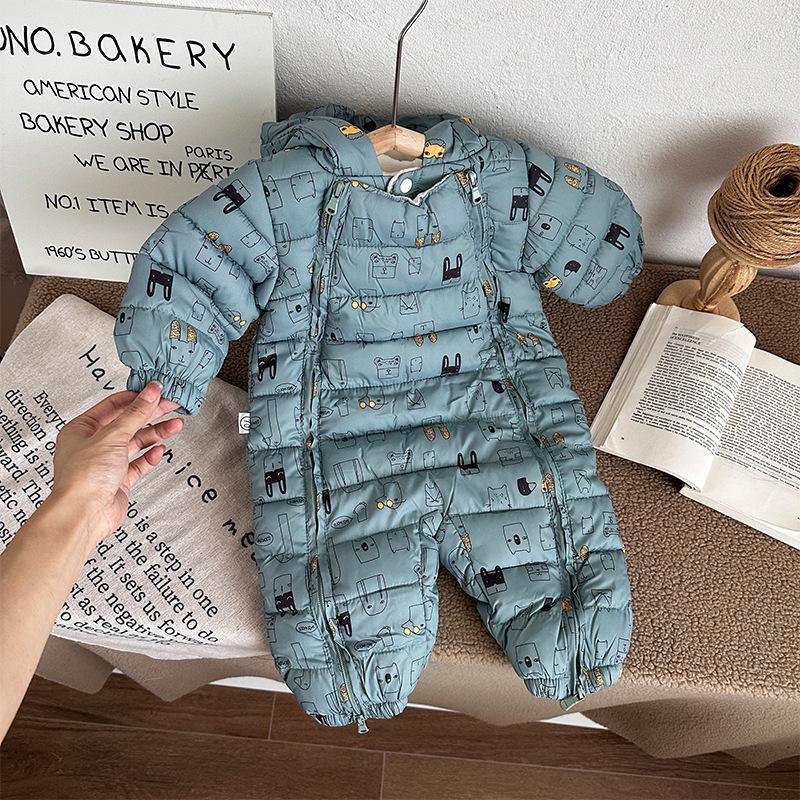 Tuta Intera in Cotone Unisex per Neonati con Fodera in Pile, Abbigliamento da Esterno con Piedi per Bambini e Bambine.