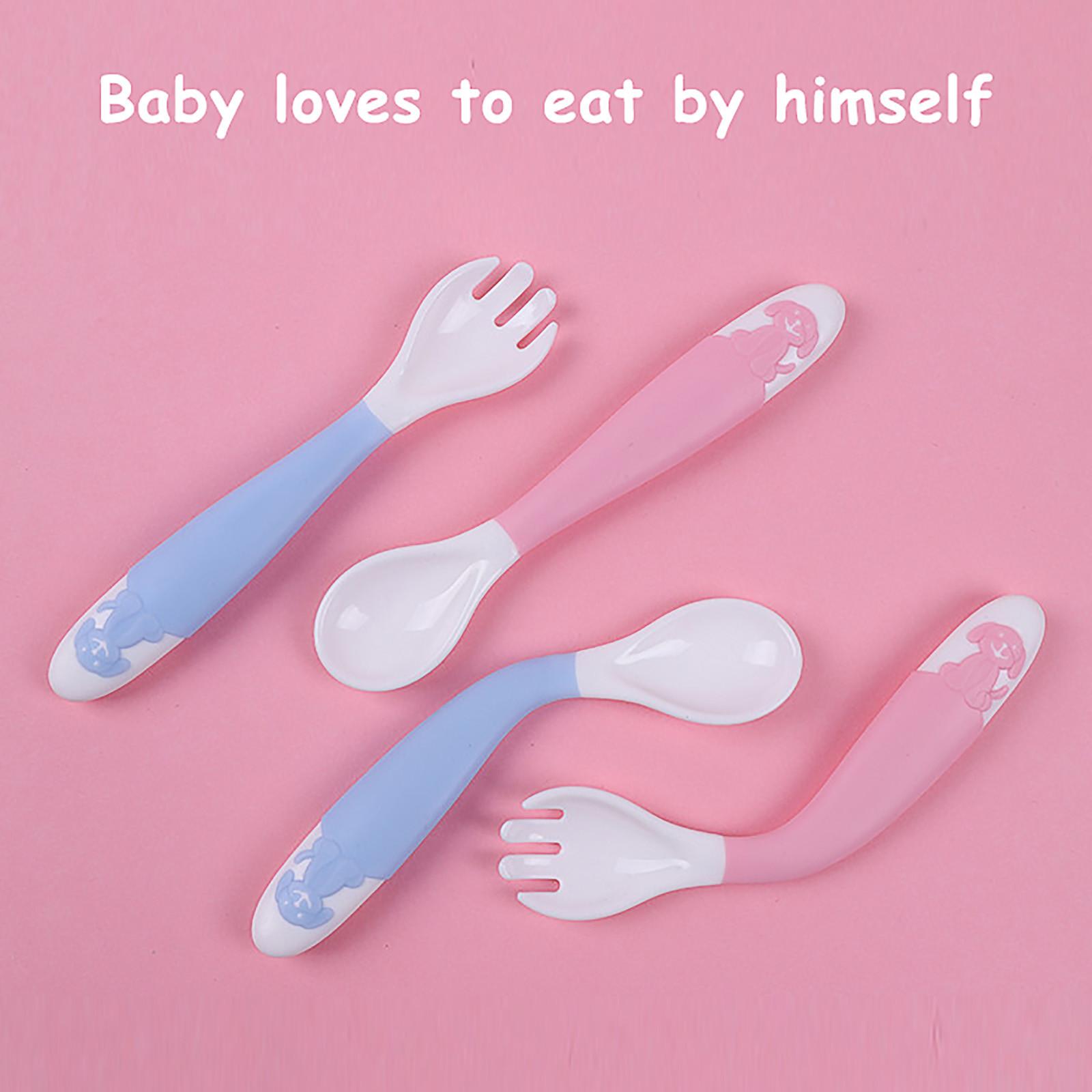 

Baby Cutlery Easy Grip Heat-Resistant Twistable Self Feeding Learning Spoon Fork