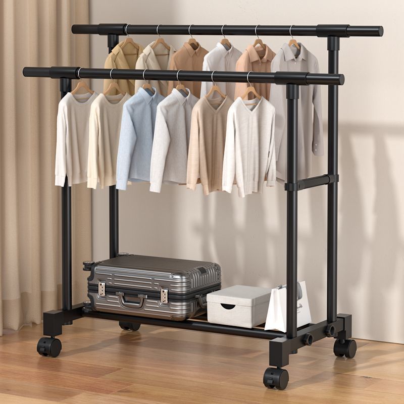 Extra Thick Double Pole Mobile Dormitory Coat Rack Extra Thick Hanger Floor Vertical Home Bedroom Balcony Hanger Simple