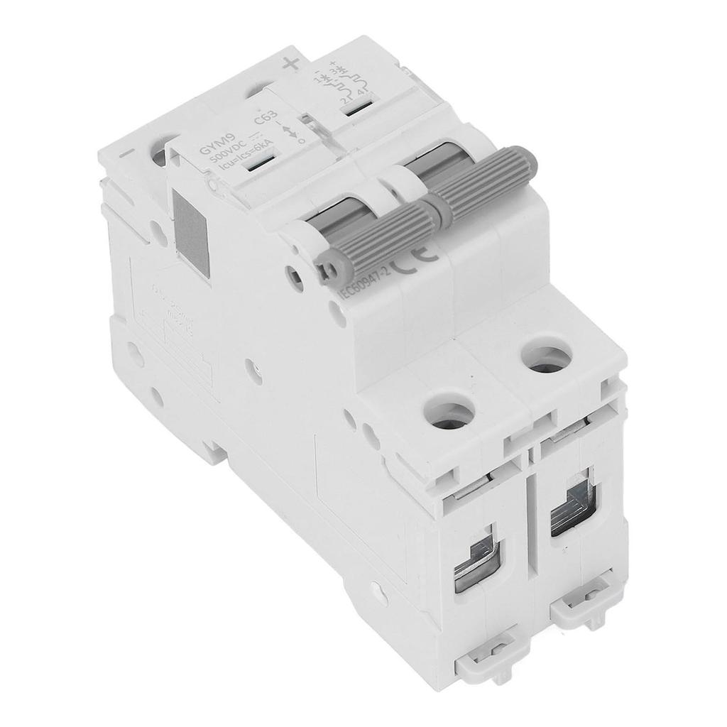 Circuit Breaker Mini 2P MCB Air Switch Overload Protector DC 500V 63A for Home Office