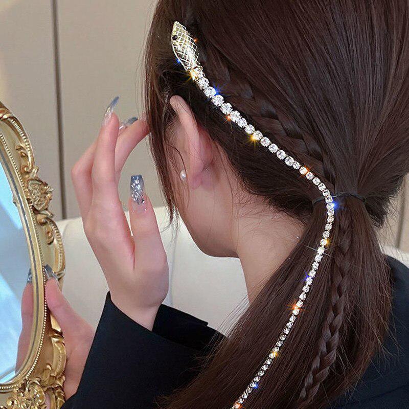 Fascia per capelli con serpente pieno di strass per capelli Donna Lunga nappa Fascia per capelli in cristallo Accessori per capelli Accessori per capelli Gioielli per capelli
