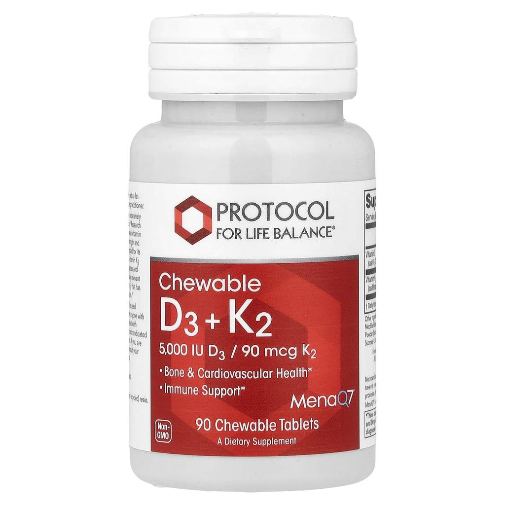Protocol for Life Balance, Chewable D3 + K2, 90 Chewable Tablets