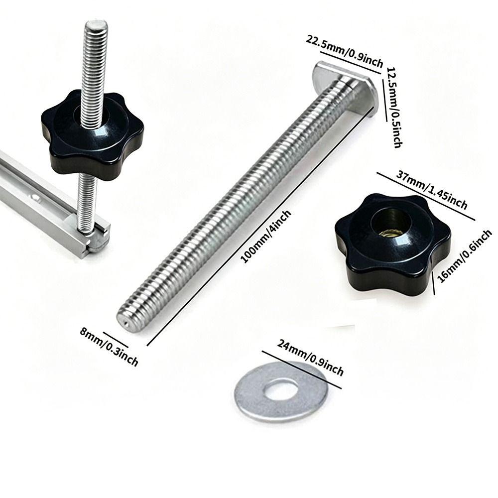 4pcs with Gasket T-Slot Bolts Galvanized Star Knobs Professional T Track Bolts T Track Accessories