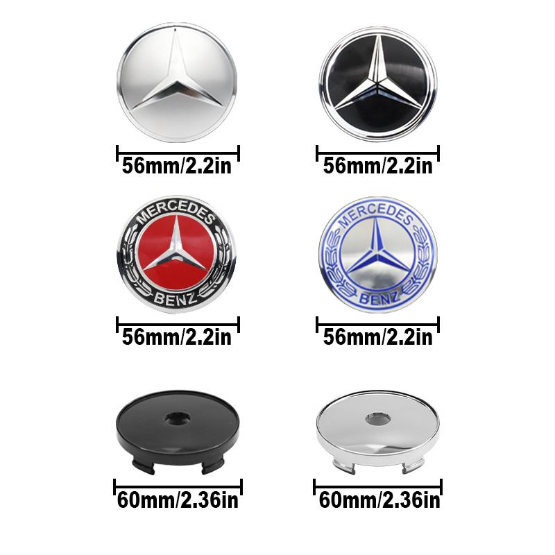 New 4Pcs 56mm 60mm Car Wheel Center Cap Rim Hub Cover For Mercedes Benz W211 W203 W204 W210 W124 W202 W212 Hubcap Stickers Accessory DM1
