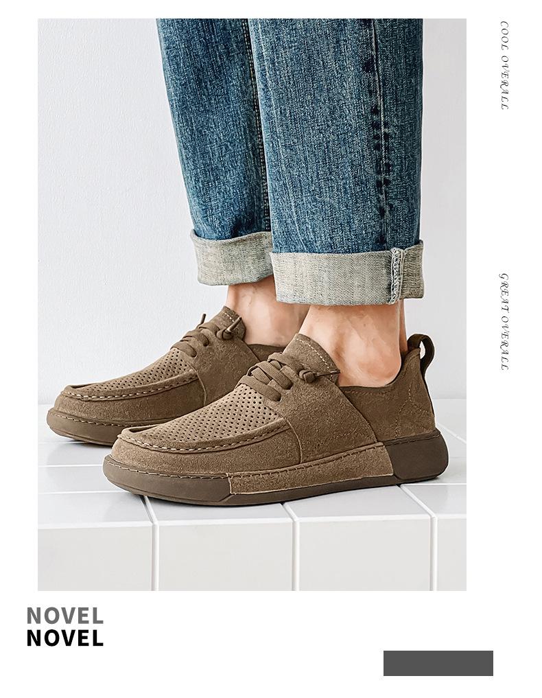 Men's Frosted Casual Wide Toe Breathable Loafers - Deodorant Pigskin Lining