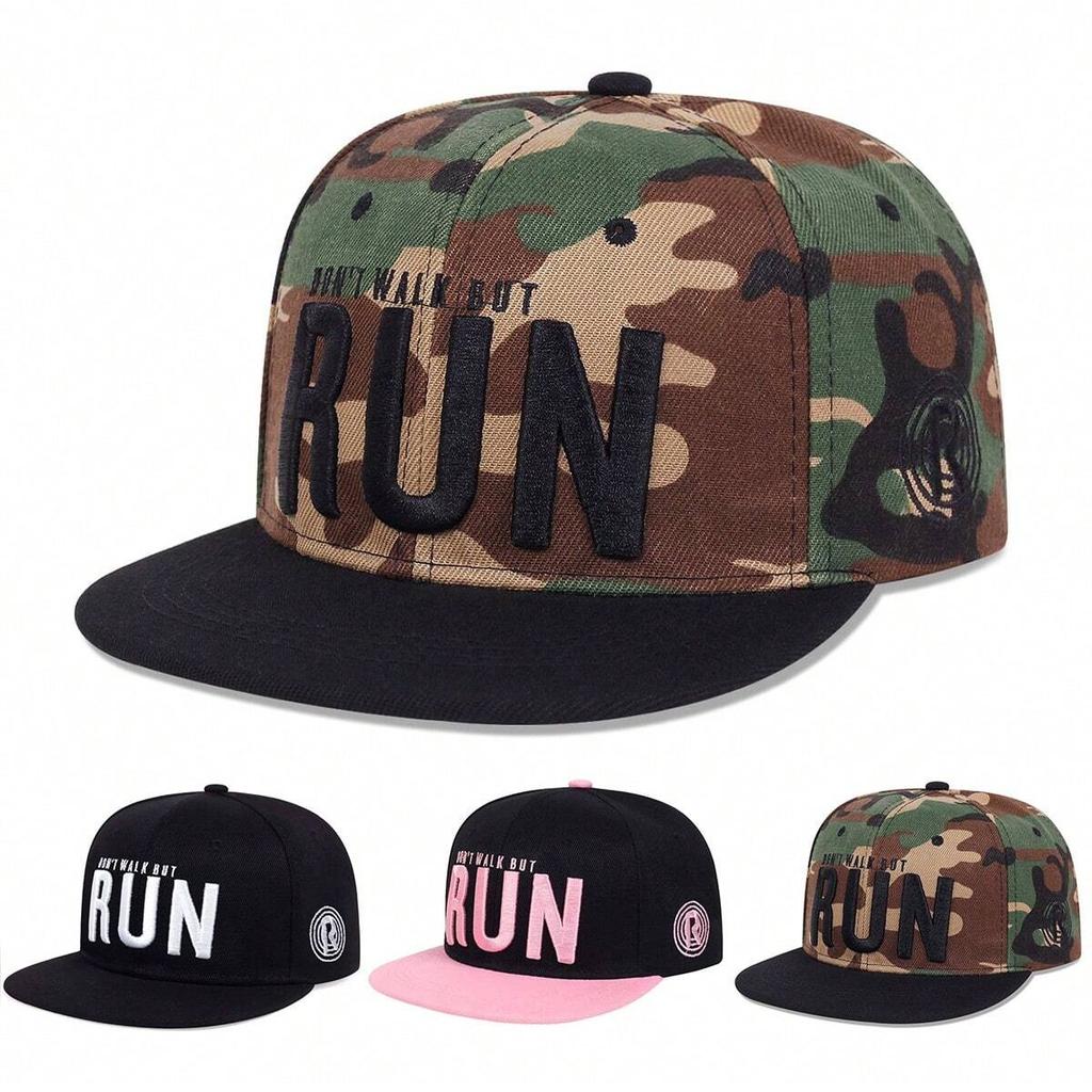 Unisex RUN Letter Embroidery Hip-hop Hats Fashion Spring Autumn Outdoor Adjustable Casual Baseball Caps Sunscreen Hat