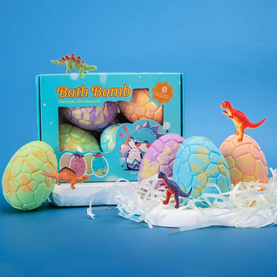 4/6/12 Stück Kinder Badesalz-Badekugeln mit Spielzeug darin Pflanzen Ätherische Öle Handgemachte Sprudelbälle Trockene Haut Feuchtigkeitsspendende Duschkugel Entspannung Spa Geschenk