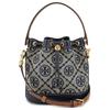 T Monogram All Over Print Adjustable Shoulder Strap Drawstring Design Opening Jacquard Leather Bucket Bag Women Bags Navy-Blue 79487-405