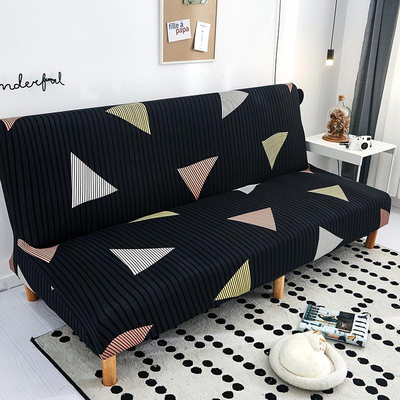 Černá Geometric skládací potah na pohovku Potahy na pohovku Spandex Stretchdouble Potah na sedadlo Potahy do obývacího pokoje Geometrický tisk