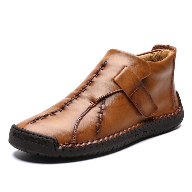 Fashion New Fashion Men Boots High Quality Split Leather Ankle Snow Boots Shoes Warm Fur Plush Winter Shoes Plus Size 38-48