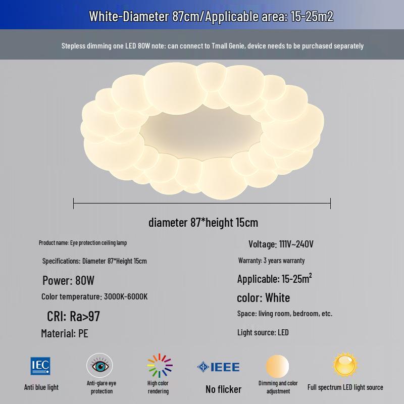 Nordic Modern Minimalist Cream Bubble Ceiling Light for Master Bedroom