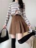 Korean Style A-Line High Waist Pleated Corduroy Skirt - Short, Anti-Exposure, 2024 Autumn/Winter Collection (No Belt)