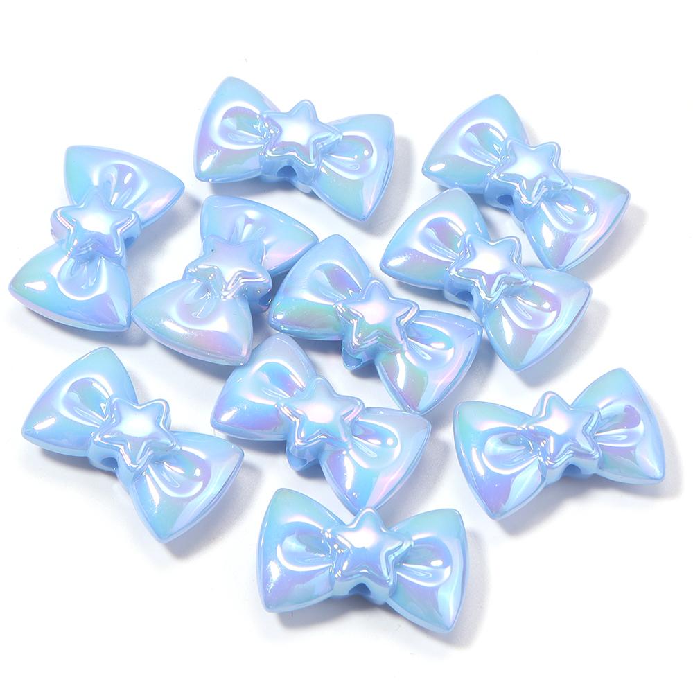 10pcs 17x28mm Bow Acrylic Beads Colorful Sweet Bowkot Loose Beads For Jewelry Making DIY Necklace Phone Chain Keychain Decor