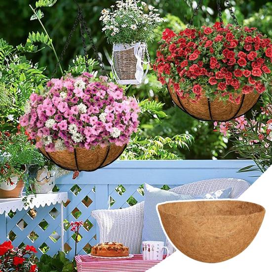 4/6Pcs Thick Hanging Basket Coconut Liners Eco-friendly Round Shape Outdoor Flower Pot Natural Coco Fiber Replacement Liners
