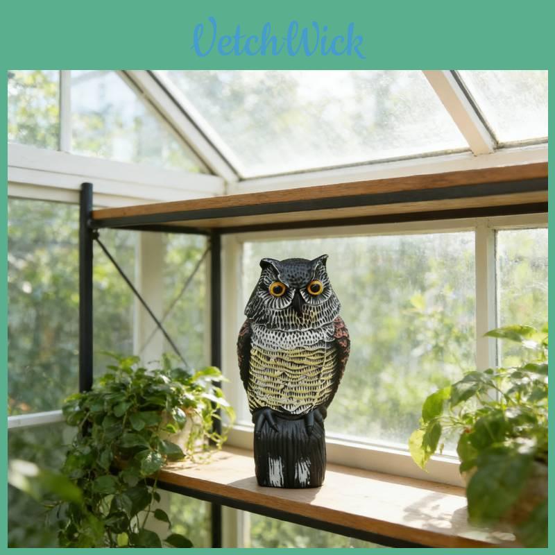 Gufo Decorativo da Giardino con Testa Oscillante per Controllo Parassiti Repellente per Uccelli e Topi