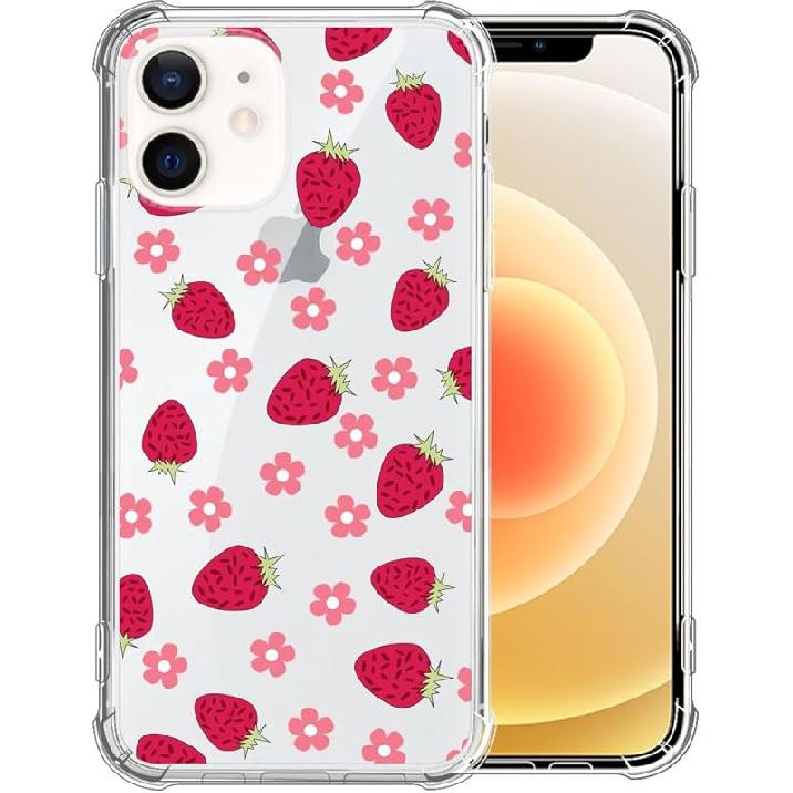 for iPhone 12 Mini Case Clear,TLT Pink Bow Transparent Soft Shockproof Protective Slim Thin Bumper Pattern Design Phone Case