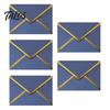 Western Style Envelopes 5Pcs with Gold Foil Trim, Offset Paper Invitation Handmade Cultural Creation Supplies for Wedding, Greeting Cards, Business