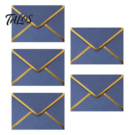 Western Style Envelopes 5Pcs with Gold Foil Trim, Offset Paper Invitation Handmade Cultural Creation Supplies for Wedding, Greeting Cards, Business