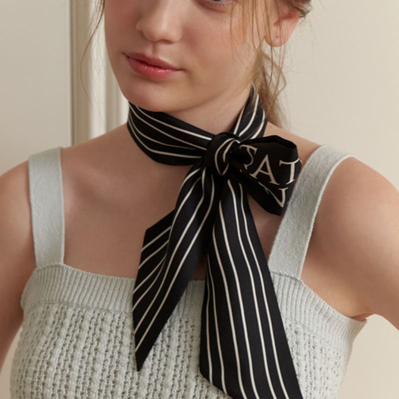 Tatiana Lettering Striped Twilly Silk Scarf SF2901