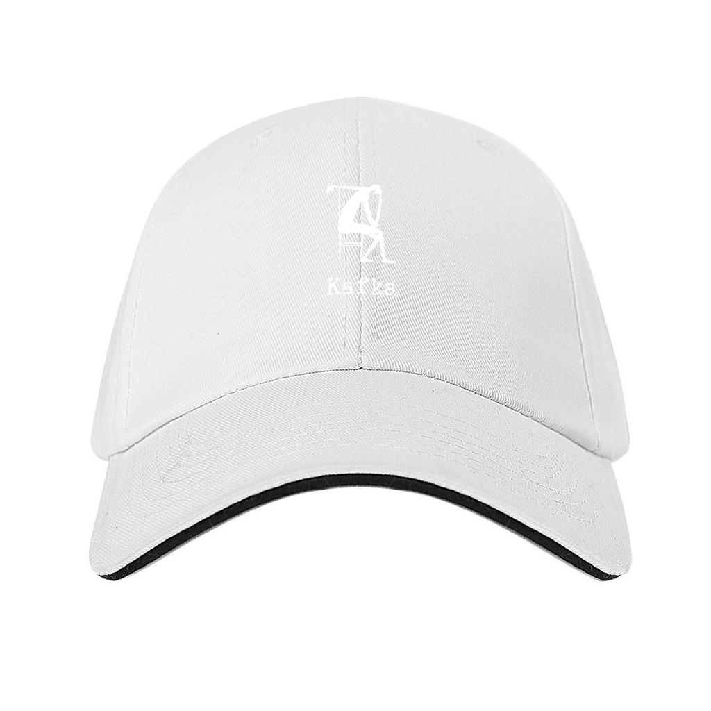 Franz Kafka Drawing by Kafka white on black with vintage typewriter lettering Baseball Cap summer hat Caps Women Unisexs