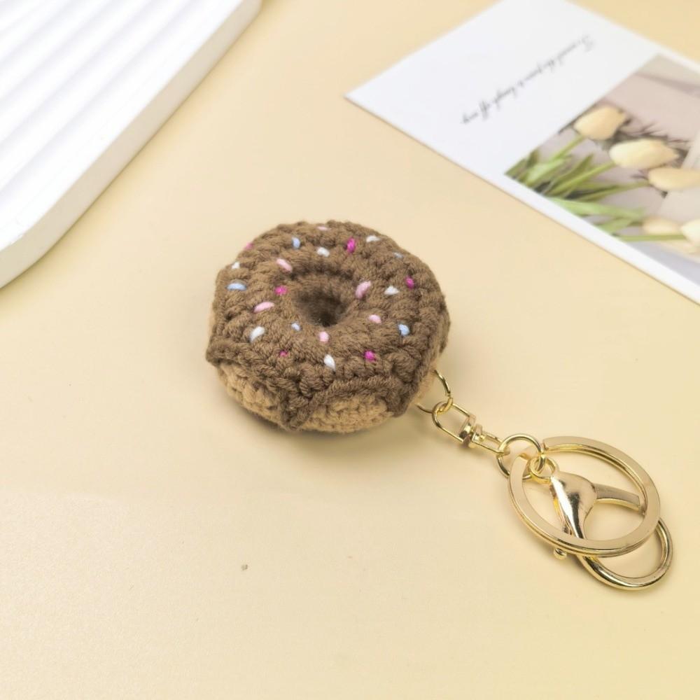 Mini Crochet Donut Keychain Colorful Food Shape Key Ring Handmade Knitted Keychain Bag Pendant