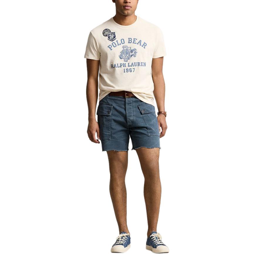 Polo Ralph Lauren Letter And Number Print Crew Neck Short Sleeve T-Shirt Men Tops Washed-White MNPOTSH1N822063-100