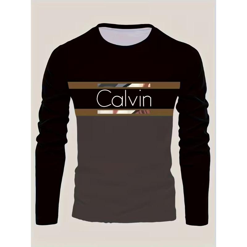 Spring and Autumn Round Neck 3D Printed Top Fashionable Casual Minimalist Long Sleeved Men's T-shirts