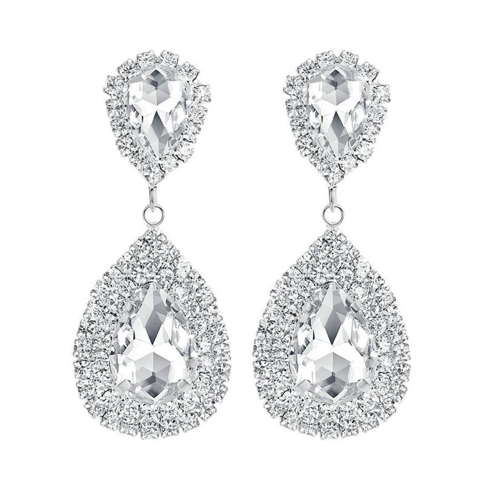 Crystal Women Circle Flower Dangle Earrings Imitation Pearl Geometric Earrings Fashion Jewelry