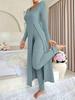 New Design Round Neck Slit Long Sleeve Two-Piece Set for Spring