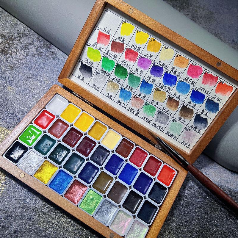 36-Color Solid Watercolor Paint Set for Professional Fine Art, Acrylic Painting, Nail Art, and Ombre Effects