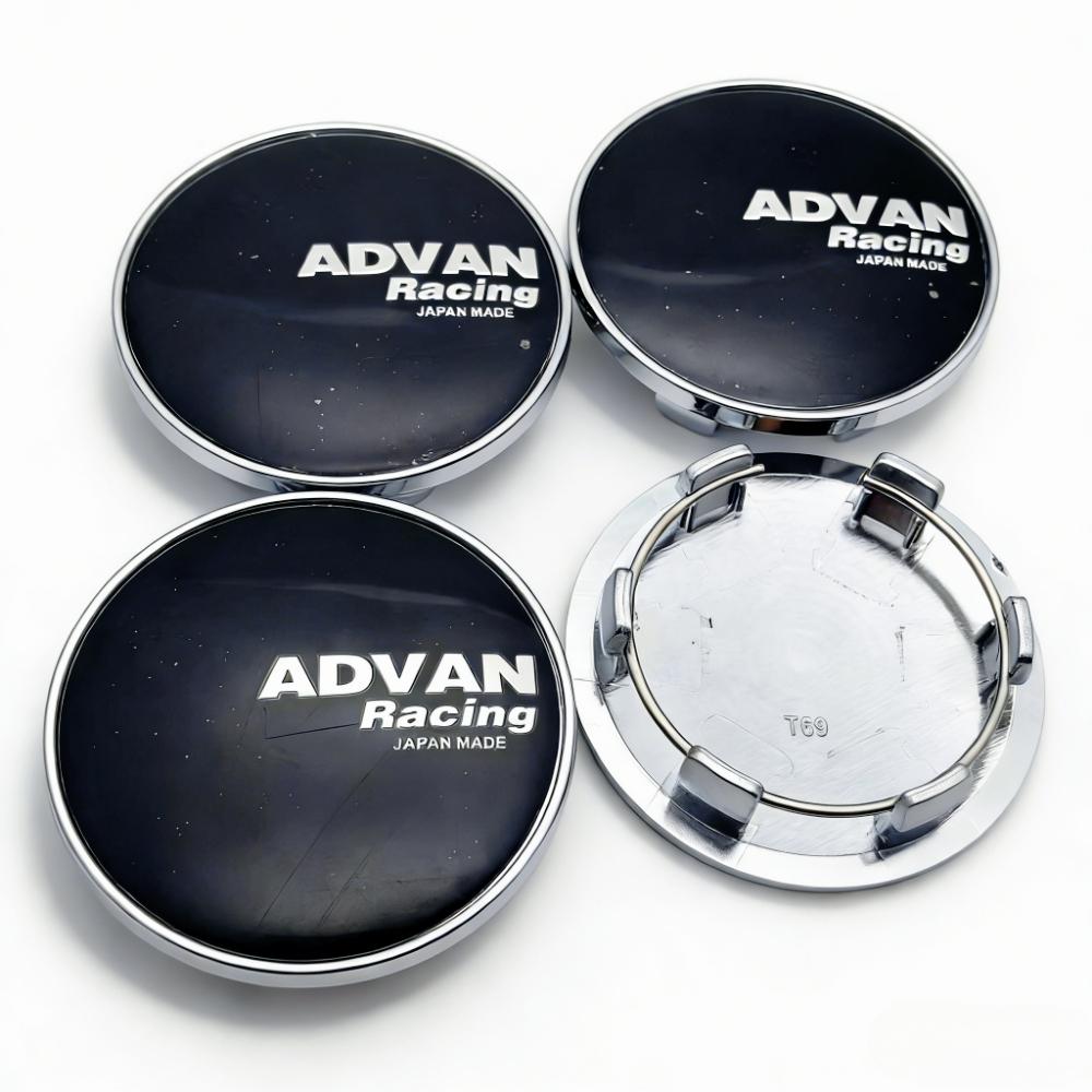 4pcs JDM Advan Racing Logo Emblem Car Wheel Center Caps OD 69MM Clips 56MM Wheels Hub Cap Rim Hubcaps Dust Cover Car Accessories