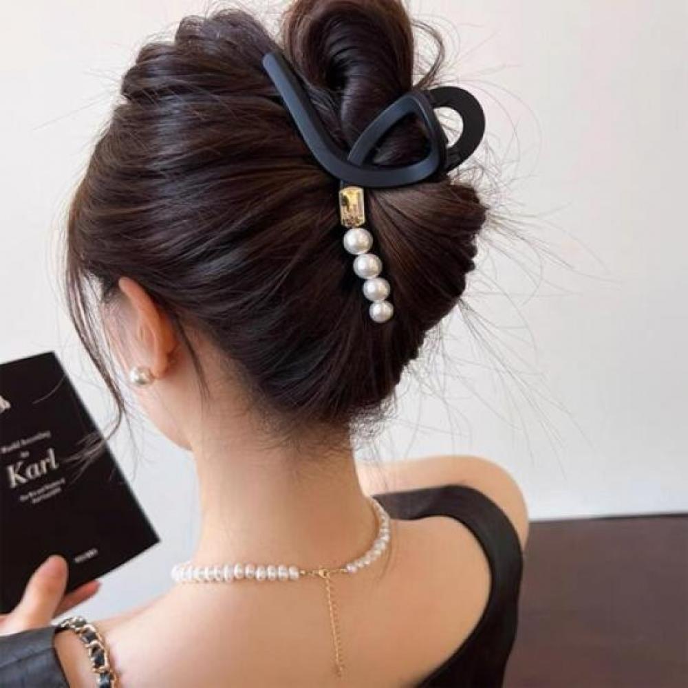 New Arrivals Open Run Matte Hair Clip Bling Big Size Twist Pearl Hair Pin