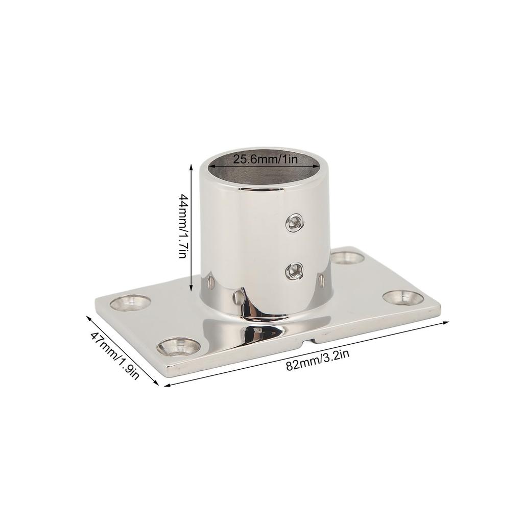 Boat Handrail Fitting Rectangle Base Silver Heavy Duty Proof Rail for Boat Marine Yacht (90°25MM/1")