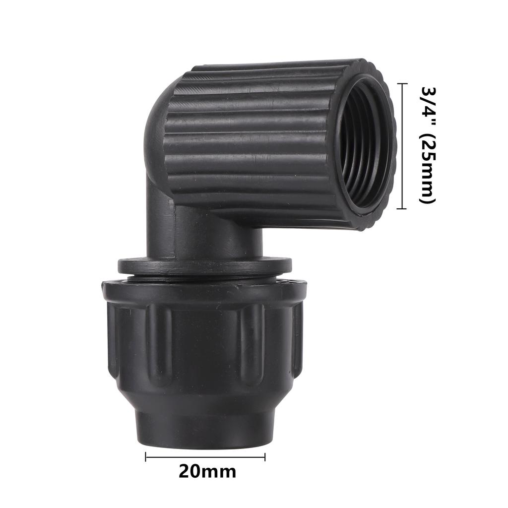 Cotovelo Redutor de 90 Graus com Rosca Fêmea Preta de 1/2" 3/4" 1" para Tubo de Água de Jardim Tubo de PVC Conexão de Irrigação Junção
