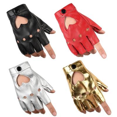 Mittens Women Men Ladys Driving Dress Five Finger Gloves Heart Mittens PU Leather Gloves