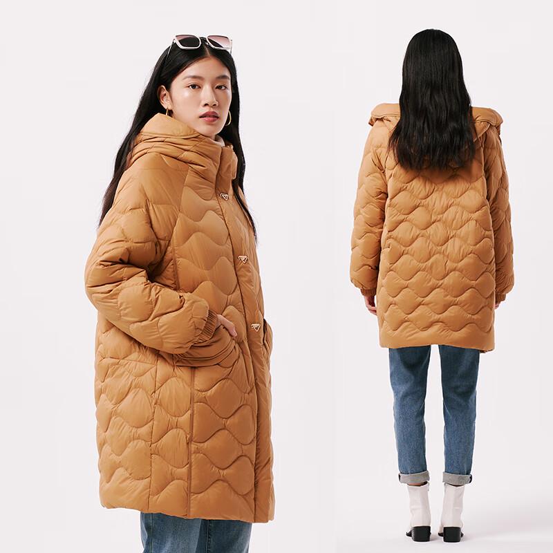 Qianrengang Women's Hooded Mid-Length Down Jacket