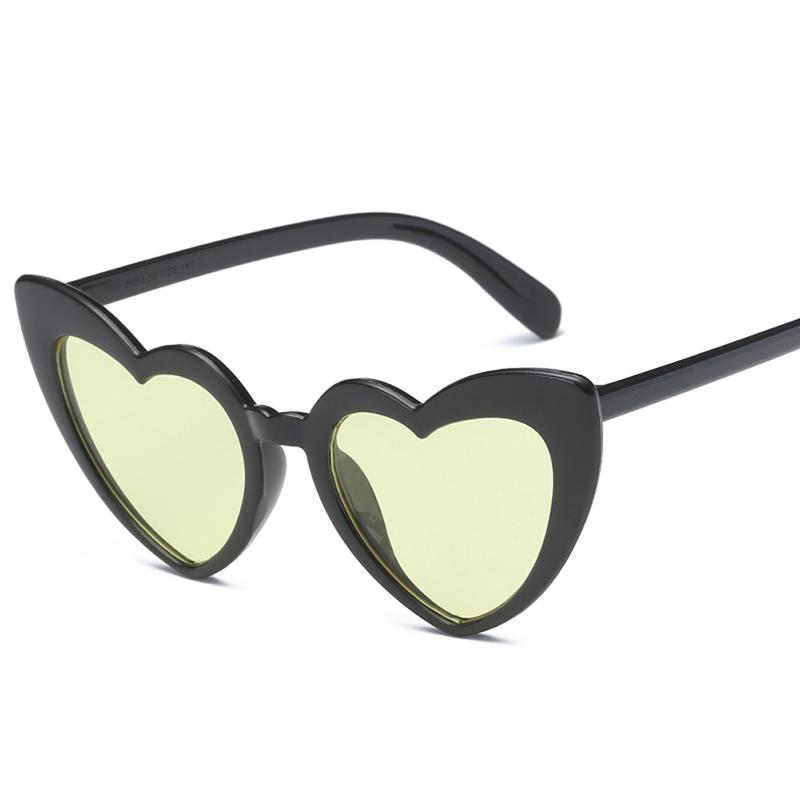 Heart Shaped Sunglasses Women Cat Eye Retro Love UV400 Black White Brand Eyewear Female Sun Glasses Men Shade