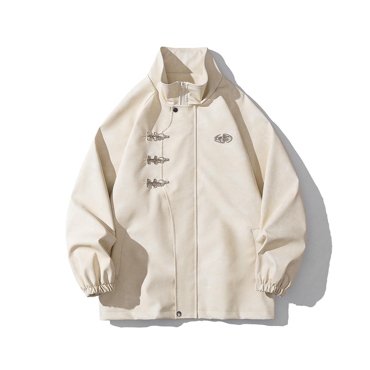 Мужская кожаная куртка розового цвета с металлической пряжкой — фото 5