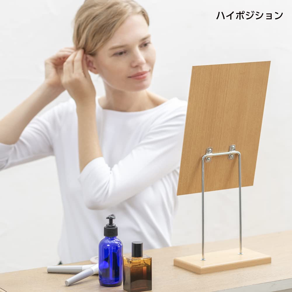 HORIUCHI MIRROR 2-Way Wooden Stand Mirror with Adjustable Angle and Height, Makeup Mirror, Interior Decor, Birthday Gift