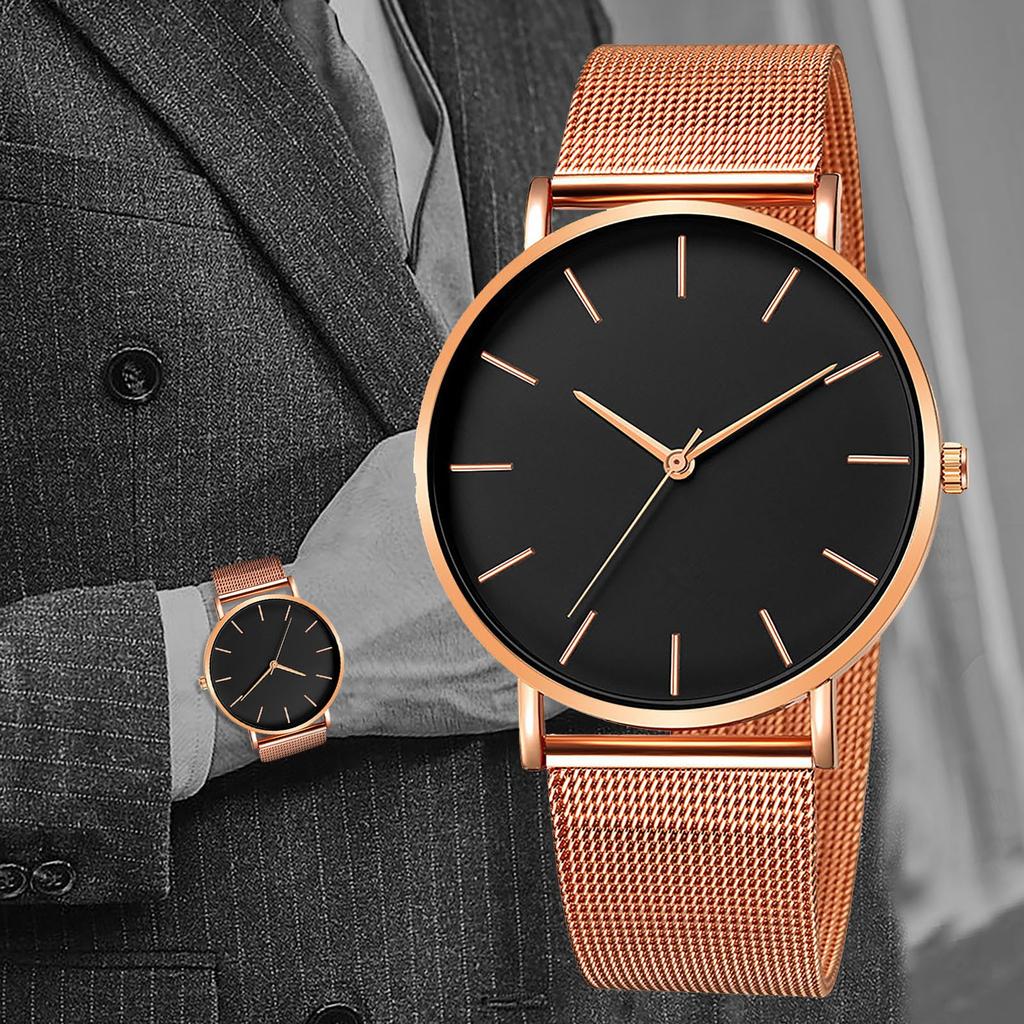 Montres à Quartz pour hommes et femmes, bracelet en acier en maille exquise, bracelet rétro