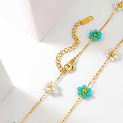 Fashion Personality Design Crystal Flower Necklace Light Luxury Popular Temperament Titanium Steel Clavicle Chain Female Versatile