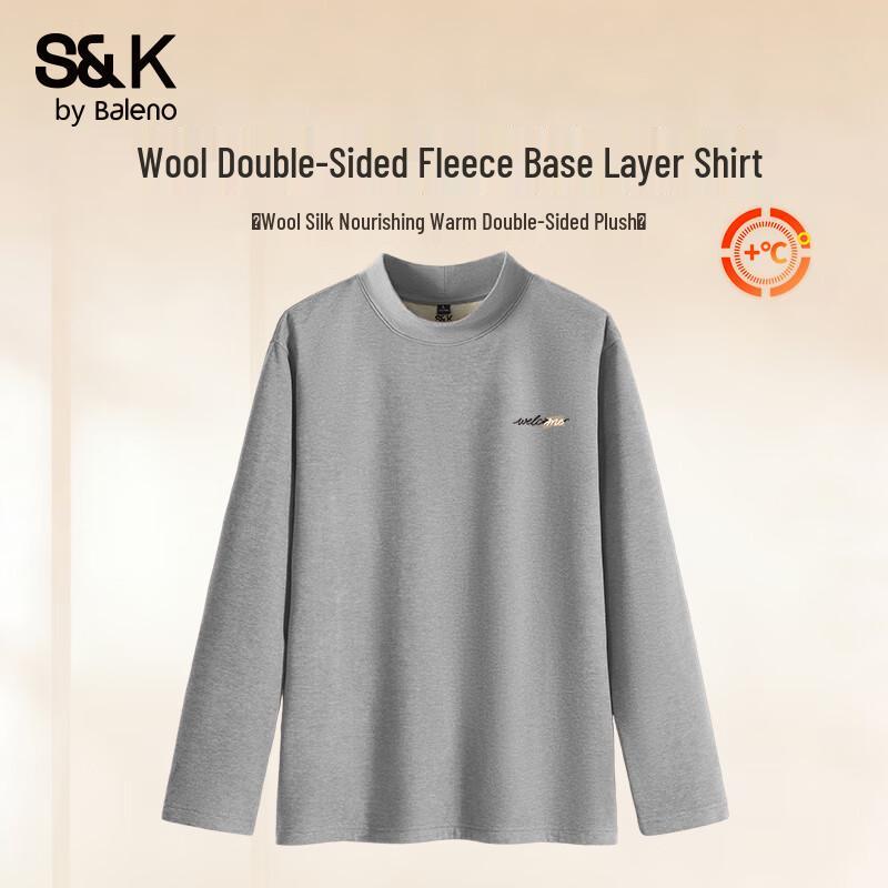 Baleno S&K Men s Cashmere Silk Blend Semi-High Collar Thermal T-shirt XXL
