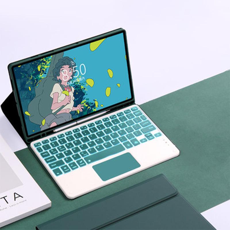 Compatible iPad Air 7th Gen Leather Case with Colorful Backlit Bluetooth Keyboard & Touchpad (10.9")