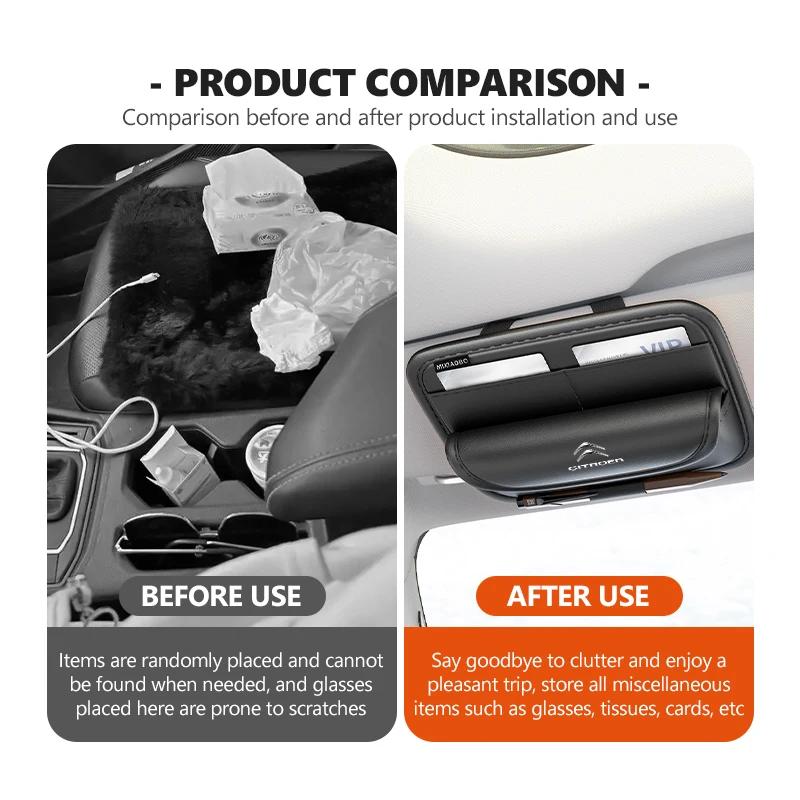 Car Sunshade Glasses Bag Sun Visor Card Organizer Storage Box For Citroen Grand Berlingo Jumper Celysee Xsara Picasso Aircross ajd256