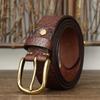 Thickened First Layer Cowhide Embossed Bison Leather Pattern Belt Men'S Genuine Leather Pin Buckle Retro Men'S Jeans Belt