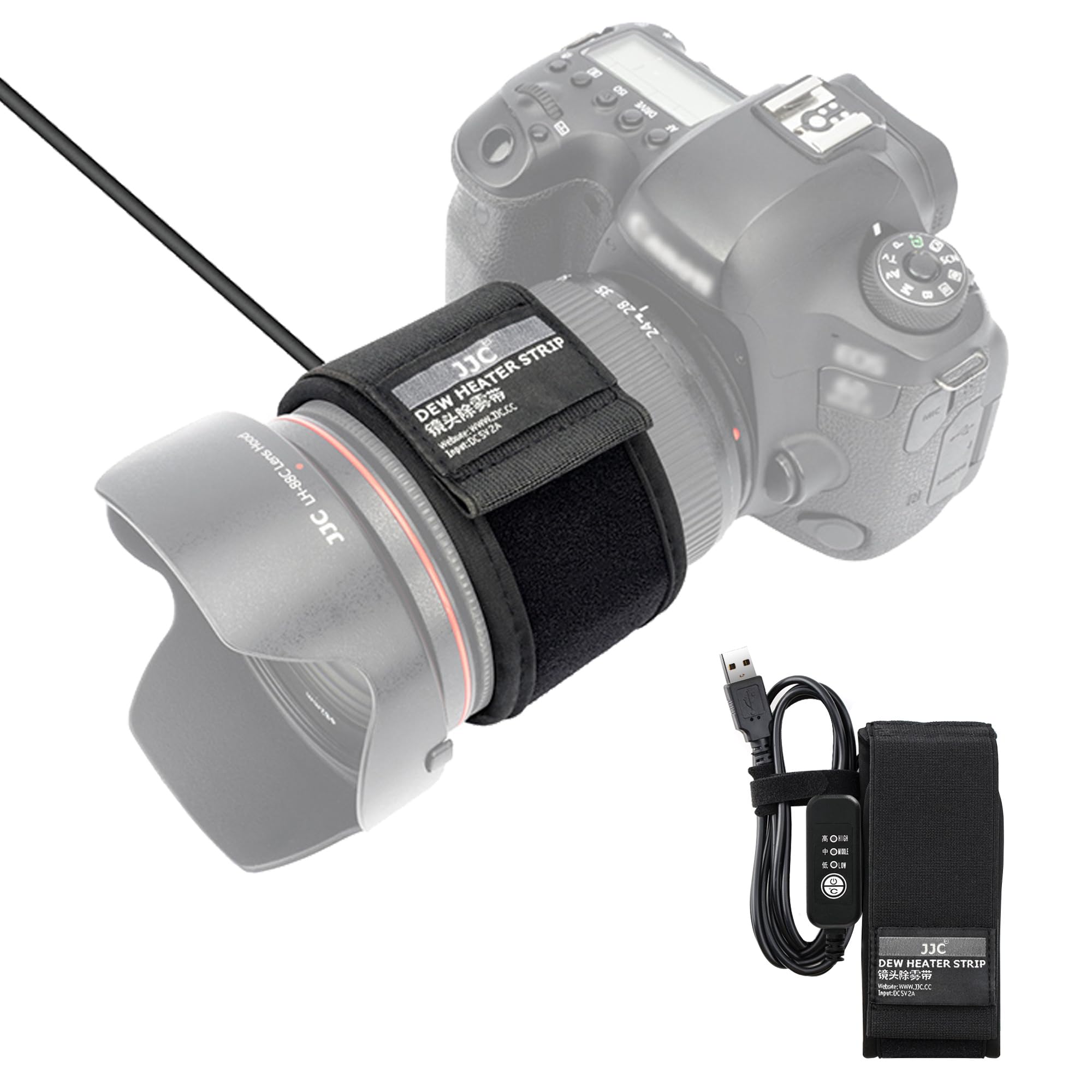 

JJC Lens Prevents Condensation and Removes Night USB with Temperature Compatible with Lenses up to 80mm Velcro Perfect for Snow and Nightscape