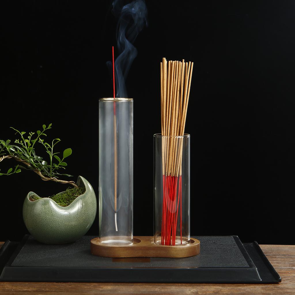 2 in 1 Glass Incense Holder for Sticks Anti-Ash Flying Incense Burne with Removable Ash Catcher and Incense Sticks Organizer