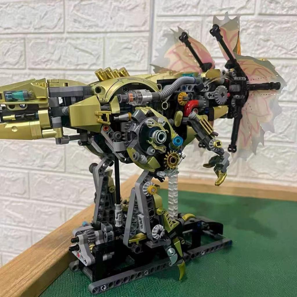 Mechanical Double Crown Dragon Building Block Set, Gear Transmission Joints Are Movable. Adult Collectible High-Difficulty Assembly Kit, Creative