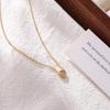 Fashionable Elegant Sweet Loving Zircon Stainless Steel Chokers Necklace Women Simple Exquisite Peach Heart Rose Gold Plated