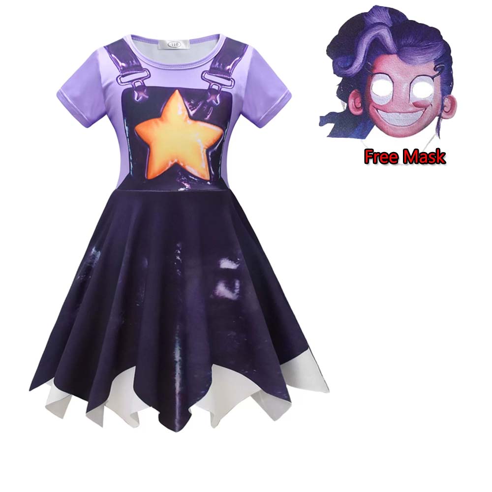 Lily Cosplay Dress Free Mask For Girls Kids Horror Game Halloween Costume Carnival Party Fancy Bow Dress Outfit With Bag